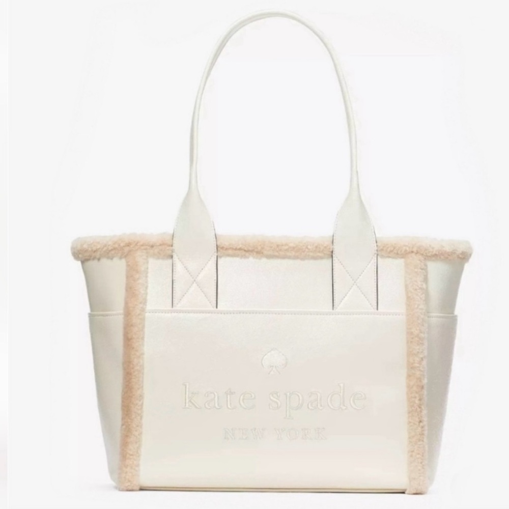 COPY - NWT-Kate Spade Large Patent FabricTote in Meringue NO Dust Bag-$459